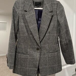 J Crew Willa Grey Plaid Wool Blazer